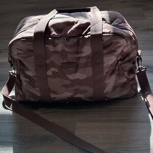 VS PINK Camo Duffel Bag with Adjustable Shoulder Strap - Deep Purple